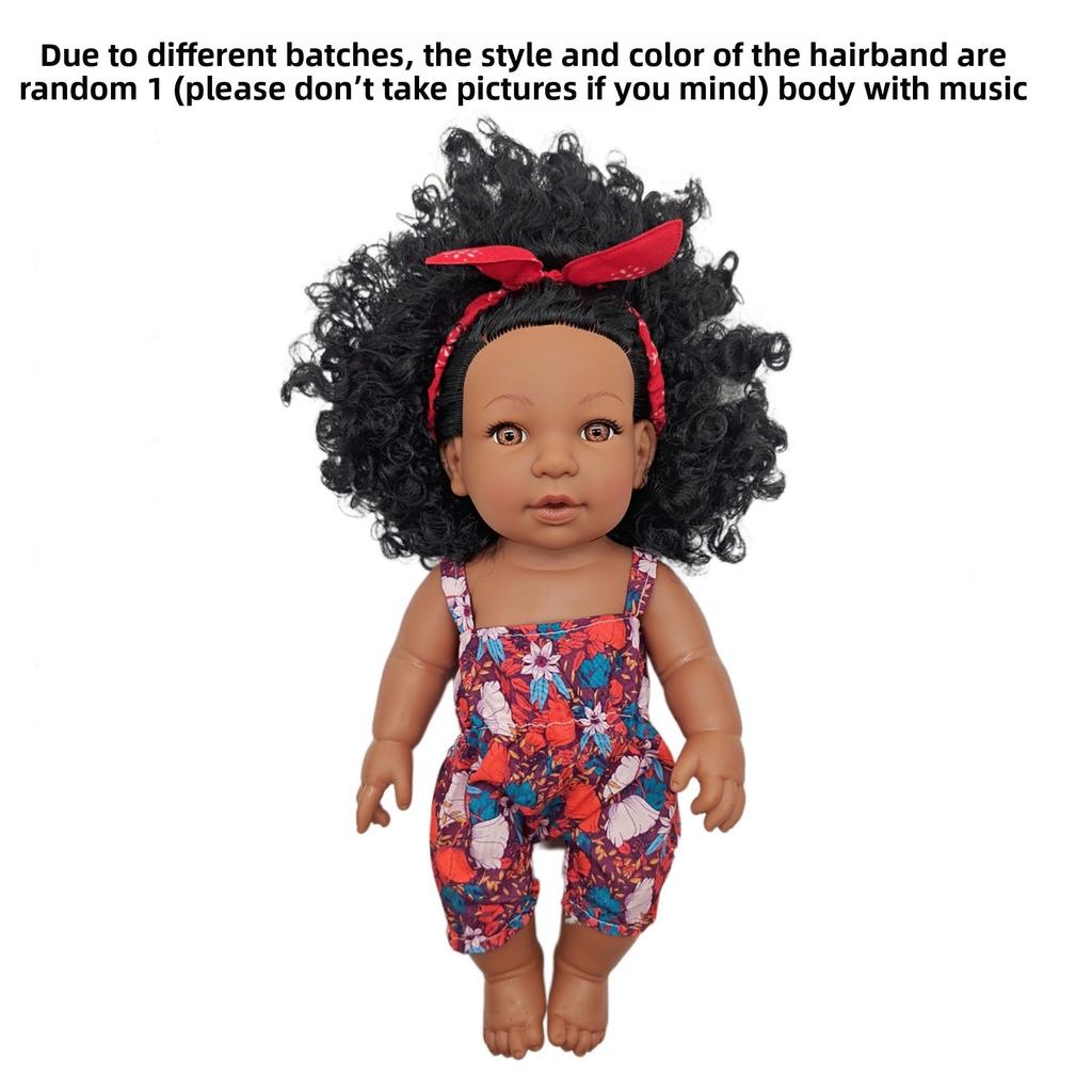 18-47CM Black Doll Full Body Vinyl Reborn Doll Soft Glue Simulation Baby African Doll Music Doll
