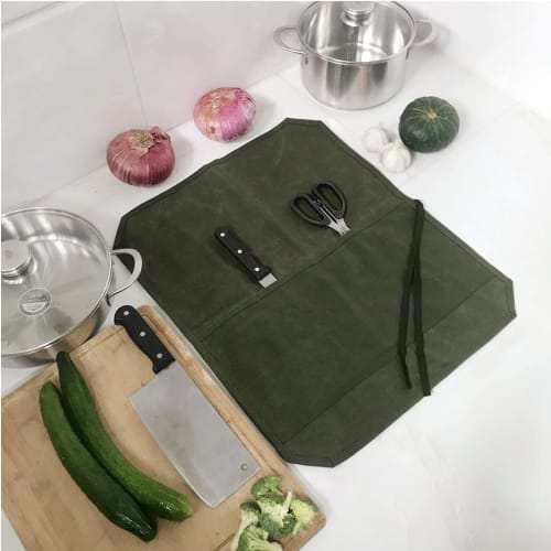 Canvas Knife Case, Holds 7 Knives, Thick, Waterproof, Lightweight, Knife Bag, Storage, Portable, Cloth-Wrapped Knife Storage, Knife Pocket - Camping,