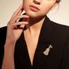 Shinny Crystal Violin Pearl Brooch for Women Exquisite Music Accessories Clothing Decoration Brooches Pins