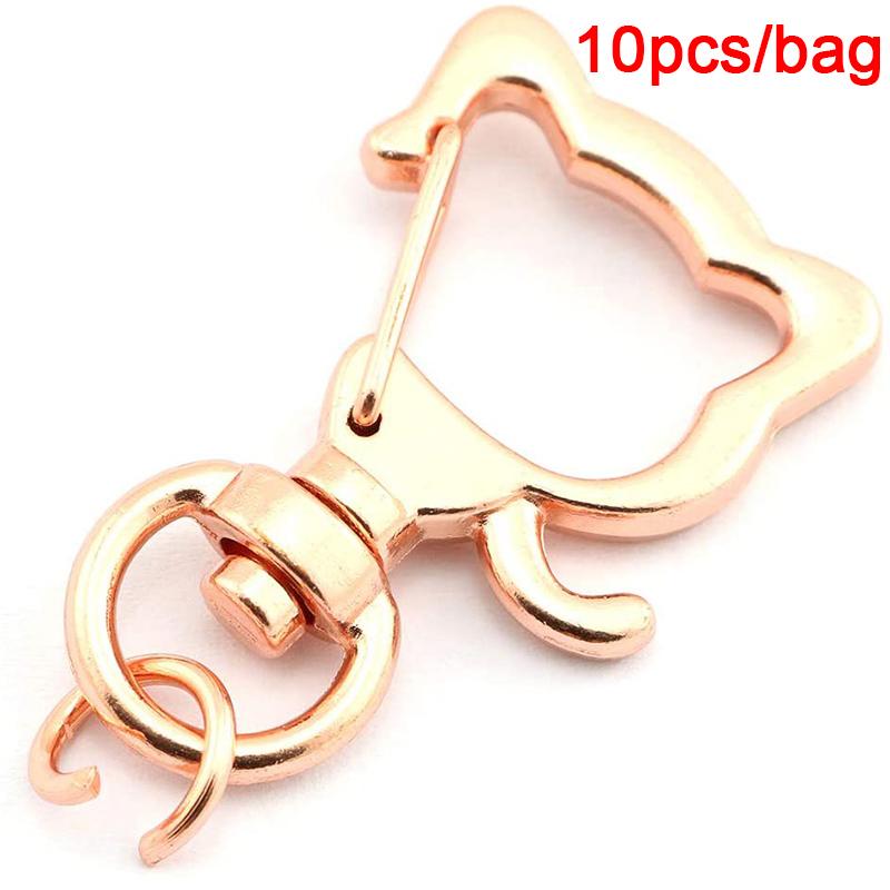 10 Stück Katzenform hohl Schlüsselanhänger Schlüsselring Schlüsselanhänger DIY Zubehör Karabinerverschluss