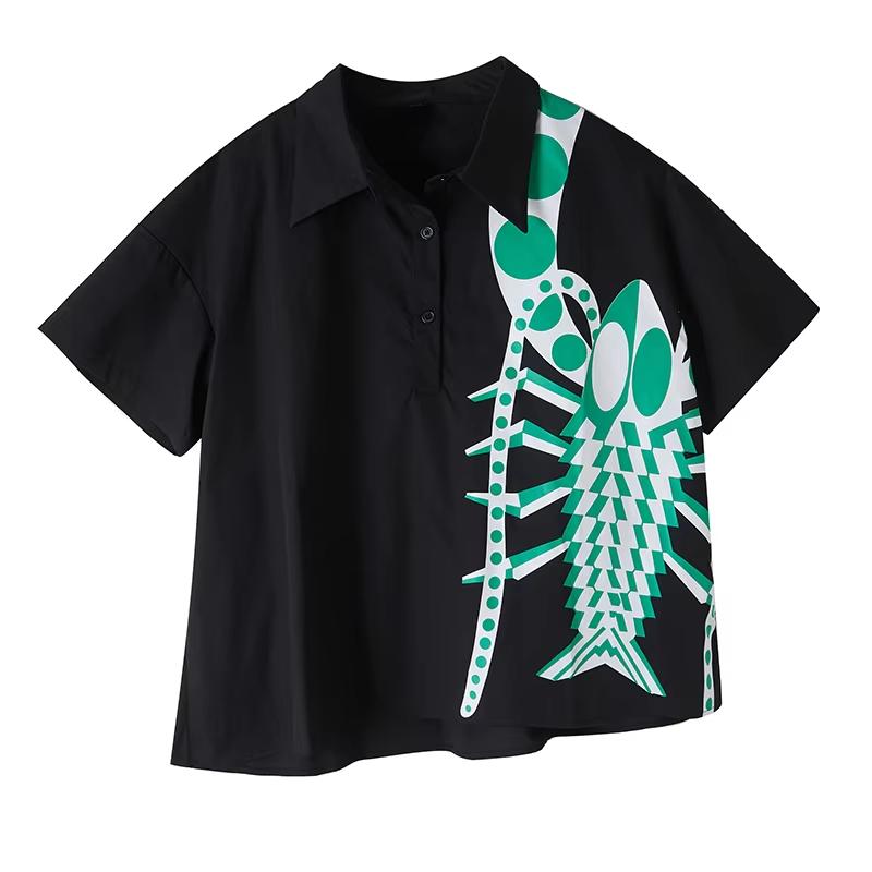 

Xitao Рубашка с коротким рукавом и нестандартным принтом GYX1534 One Size чёрный