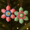 Christmas Snowflake Felt Ornament Kit with Pre-Cut Felt 3D Embroidery Needlepoint Kit Xmas Felt Snowflake Pendant Crafts
