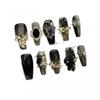 Handmade Cat Eye Nail Tips 2026 Mid-Length Acrylic Press-On Nails Women Girls With Cross Tulip Strawberry Floral Bow Starry