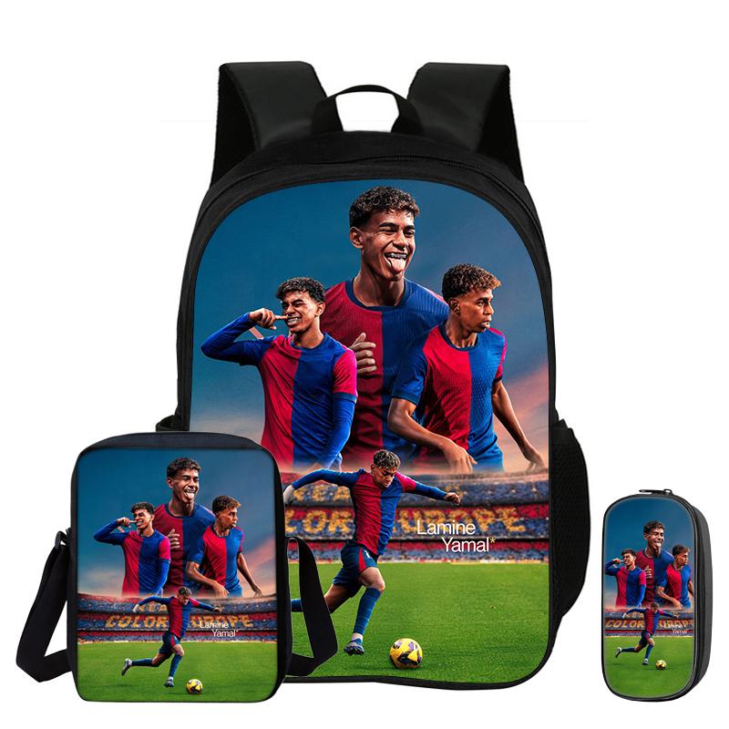 L-Lamin Yamal Set da 3 Pezzi Zaino Borsa a Spalla Astucci Zaino da Scuola Zaino Stella del Calcio bambino Mochila Borsa Sportiva Regalo per Bambini
