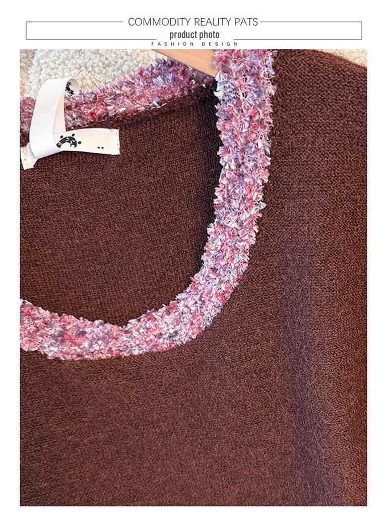 Plus Size Women's Sweet Long Sleeve Knitwear - Autumn/Winter Plush Inner Top (130-320 Jin)