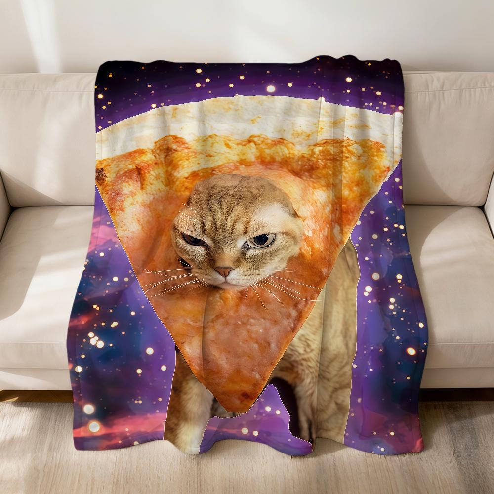 

space Cowboy cat meme dinosaur Abstract funny pizza Flannel soft warm plush blanket sofa living room hogar bed gift Car portable 75x90cm