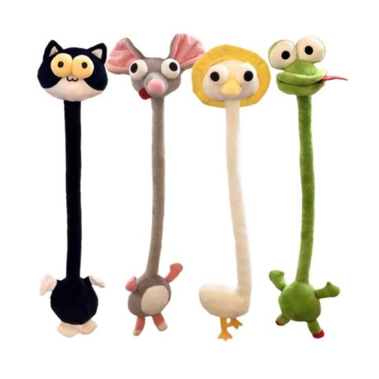 Yousheng Long Neck Animal Plush Keychain Soft Stuffed Dog Cat Frog Rat Pendant Plush Bags Backpacks Charm Birthday Gift for Animal Lovers