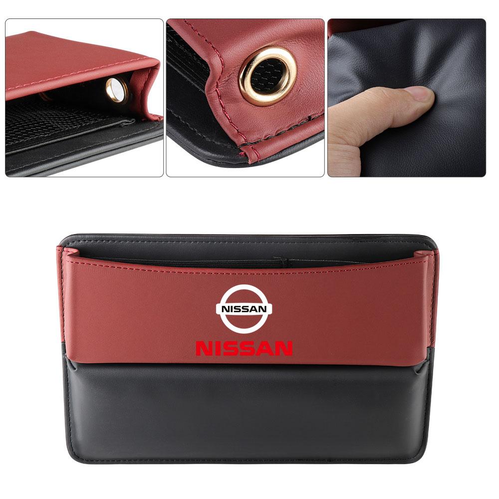 Hub cap Leather Car Central Console Organizer Storage Box Car Side Seat Gap Filler For Nissan Nismo X-Trail Qashqai J11 GTR j10