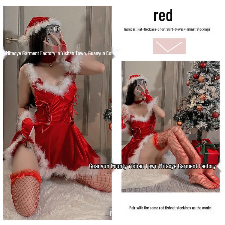 2023 Holiday Backless Plush Spaghetti Strap Dress - Sexy Christmas & New Year Outfit