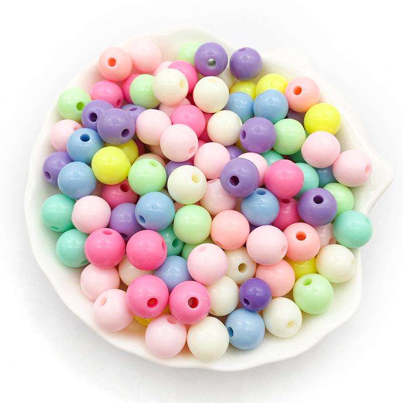 50g Mix of Acrylic Butterfly, Heart, Round Loose Beads for DIY Macaron Color Bracelets & Necklaces.