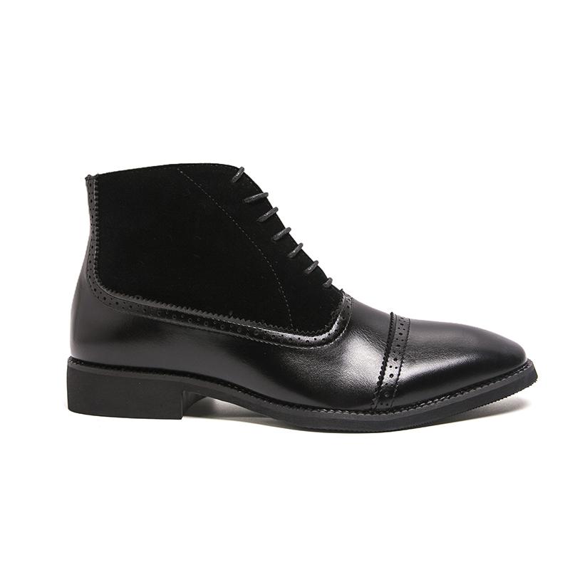Men Formal Business Ankle Boots Black Brown Leather Shoes High Boots Brogue Boots Large Size