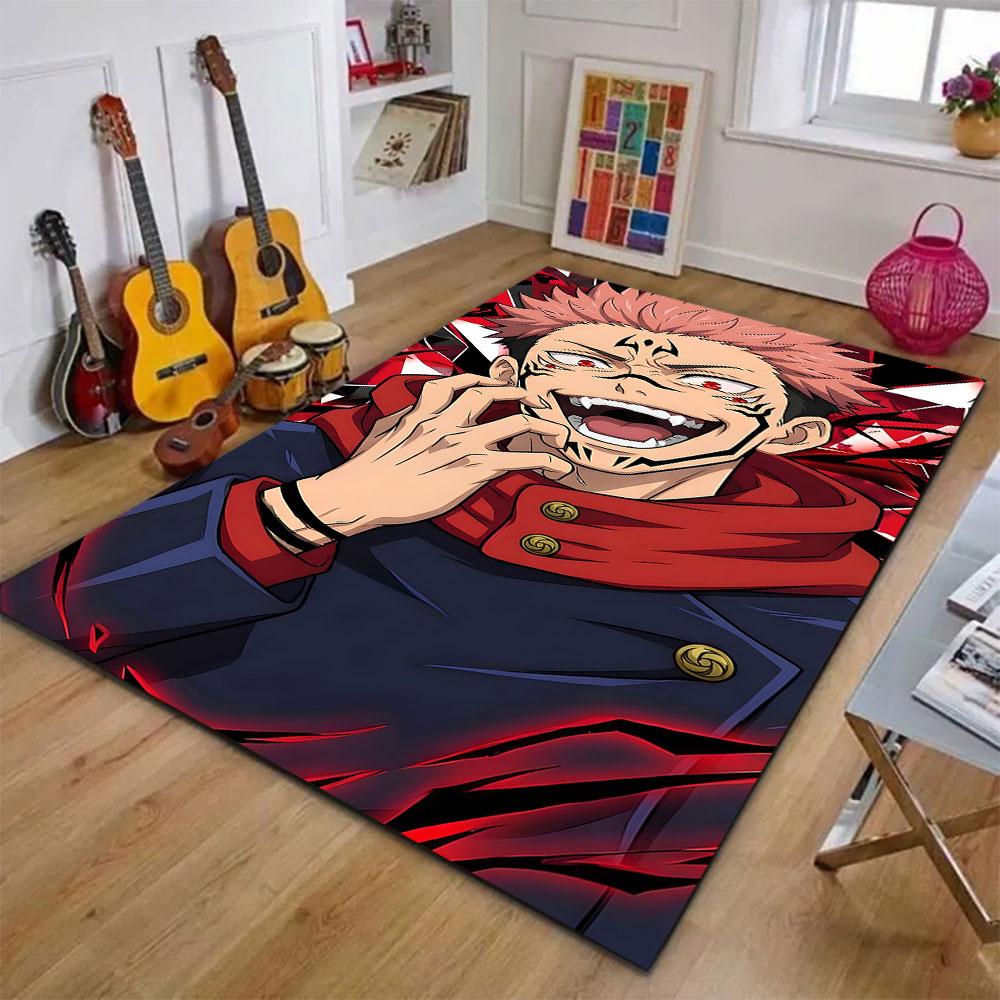 Cursed Anime Character with Red Hair Patterned Carpet, Suitable As a Non Slip Play Mat for the Living Room and Bedroom Sofa