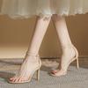 Summer new stiletto high heels female nude thin belt word transparent fairy style temperament high heels sandals female