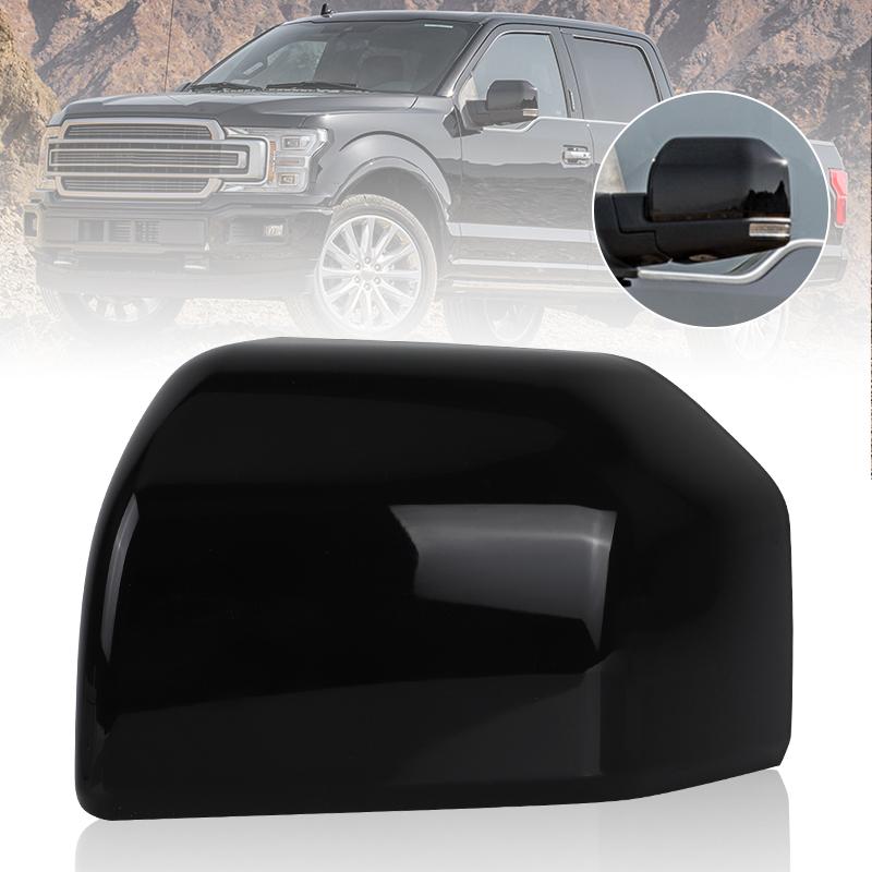 Raer Mirror Covers Cap For Ford F-150 Pickup Truck 2015 2016 2017 2018   Texture Black/Glossy Black Left Right Replace