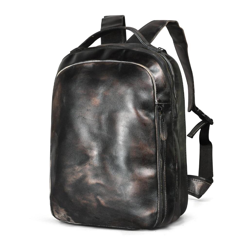 Crazy Horse Leather 14-Inch Retro Men's Backpack Laptop Bag