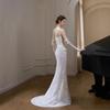 French Lace Light Wedding Dress Tube Top and Thin Bridal Going Out Dress Temperament Small Trailing Light Luxury White Fishtail Dress