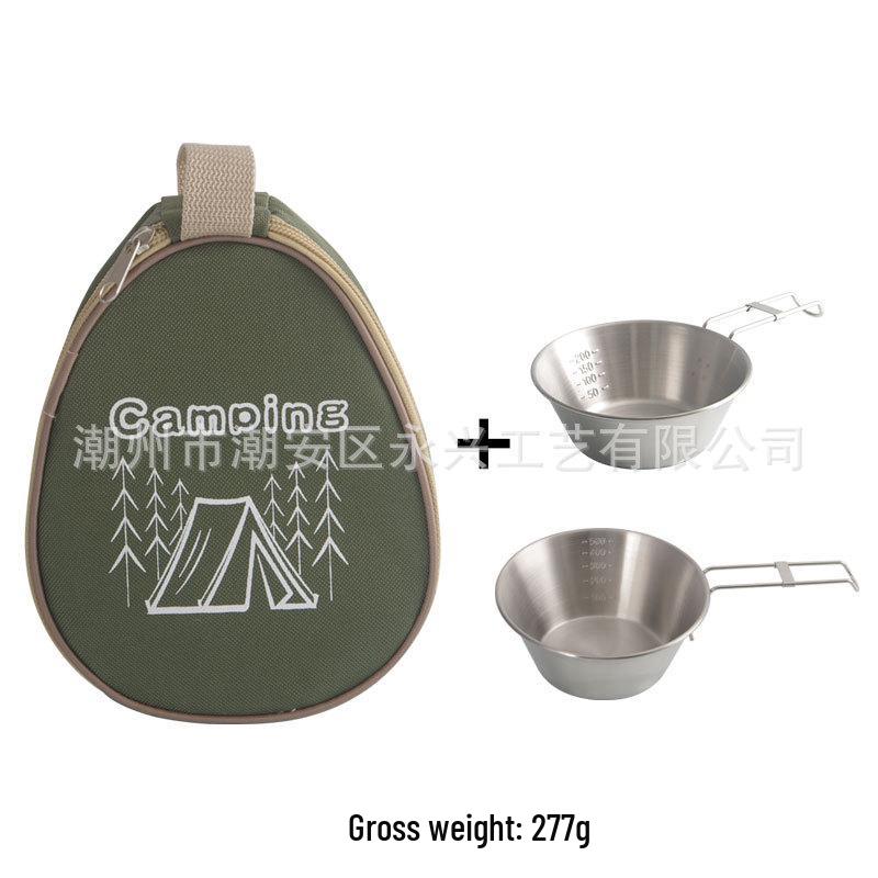 Sierra Outdoor 304 Stainless Steel Folding Camping Bowl with Fixed Handle