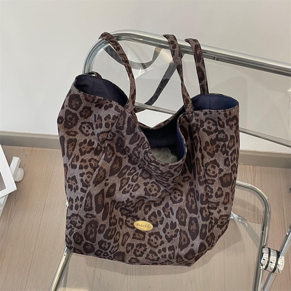 Chic Leopard Print Tote Bag For Women Large Capacity Stylish Shoulder Handbag