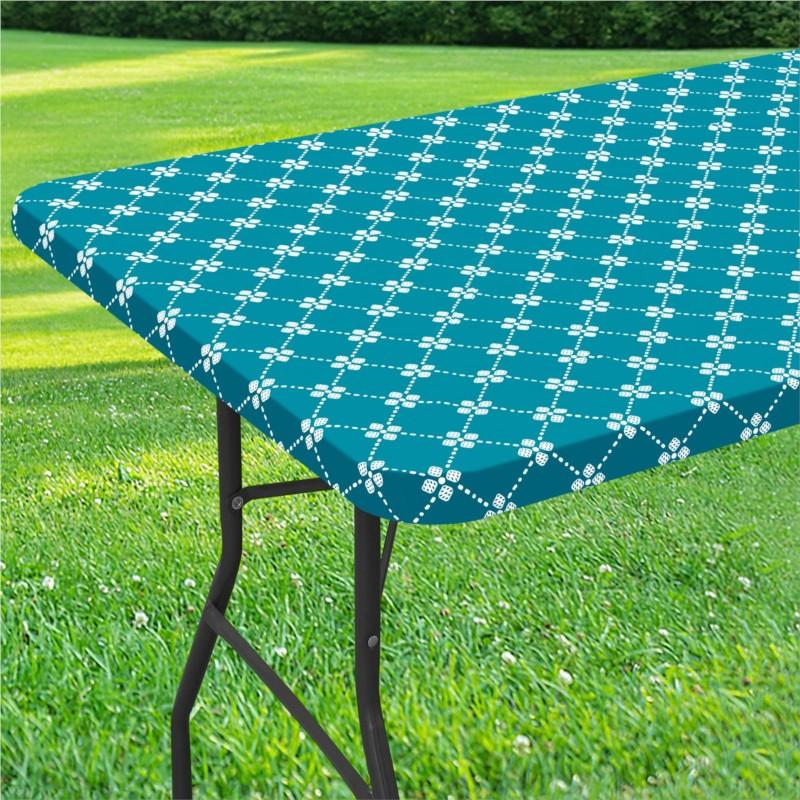 Homaxy Rectangle Vinyl Table Cloth Elastic Fitted Tablecloth With Flannel Backing Waterproof Plastic Table Cover Camp Tablecloth