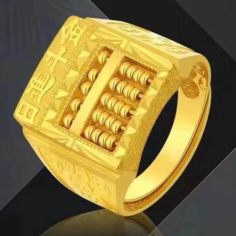 Elegant Geometric Design Vietnamese Brass Gold Plated Abacus Ring For Men