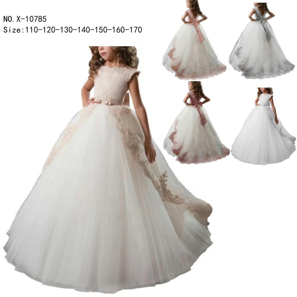 White Flower Girl Princess Wedding Dress - Elegant Kids' Formal Wear