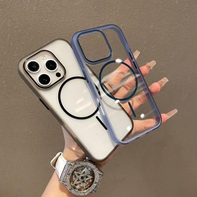 For IPhone16 Phone Case Thin Circle N52 Magnetic Suction for Apple 15promax Color Border Protective Case