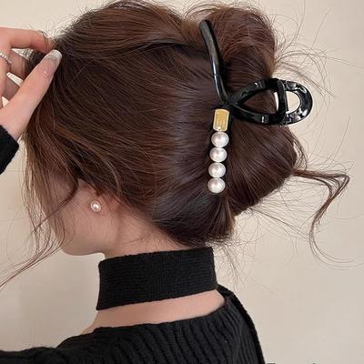 2025 Black Large Grab Clip Female Back of Head Hair Grab Clip Frosted Shark Clip Hair Accessories