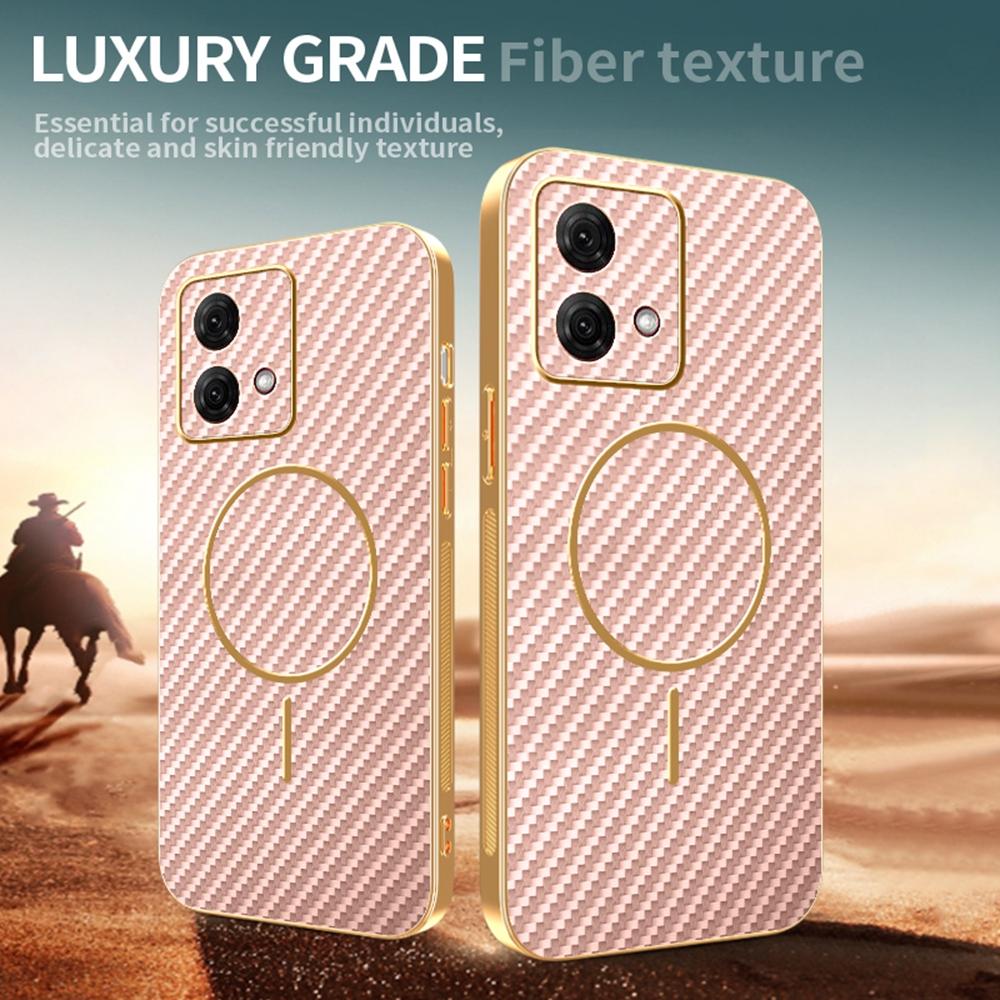 For Motorola Moto G84 5G Phone Case Carbon Fiber Textured Electroplated TPU Back Cover