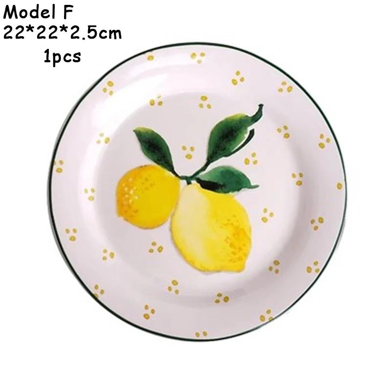 Lemon Shaped Ceramic Plate for Dessert, Fruit Tray, Afternoon Tea Kettle, Milk Mug, European Dinnerware, Colored Underglaze