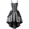 Vestido Vintage de Talla Grande con Tirantes de Encaje y Lazos con Dobladillo Irregular