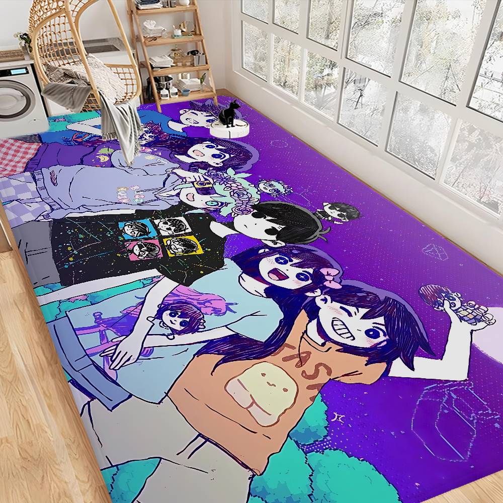 Anime Omori Badezimmermatte Anti-Rutsch Wasserabsorbierend Langes Streifenkissen Schlafzimmer Matte Willkommens-Fußmatte
