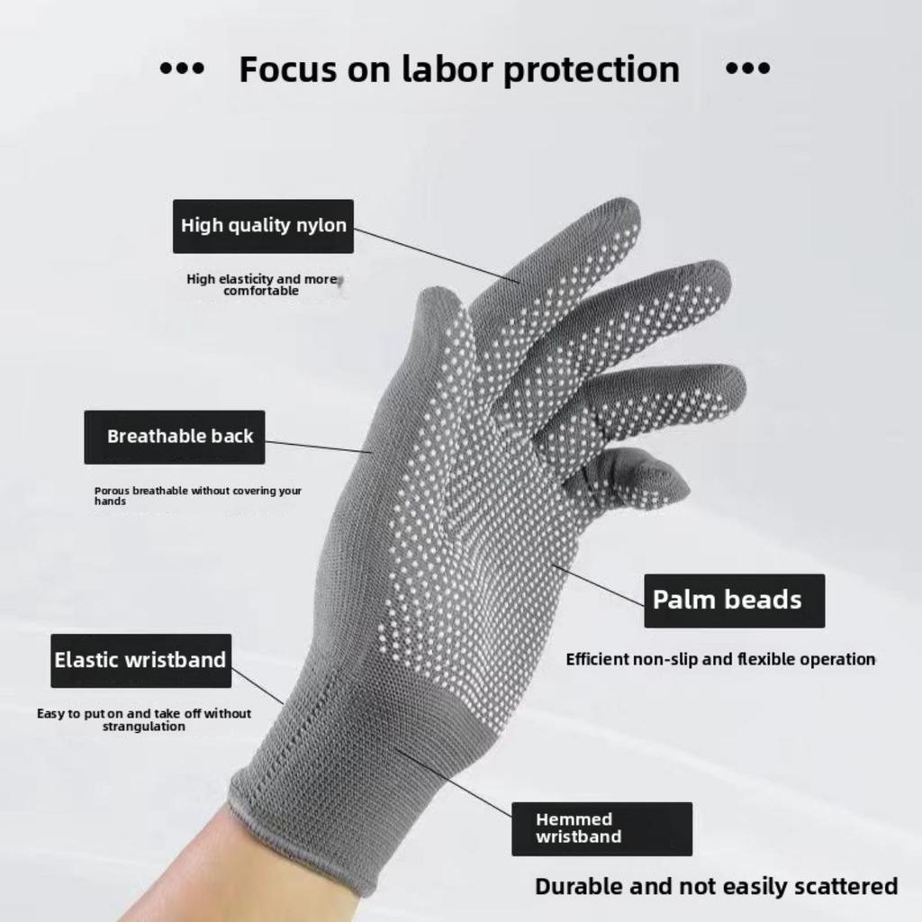 20/10/5/1 Pairs Nylon Dotted Gloves Labor Protection Gloves, Nylon Anti Slip Gloves, Driver's Driving, Gardening, Adhesive Point Plastic Gloves
