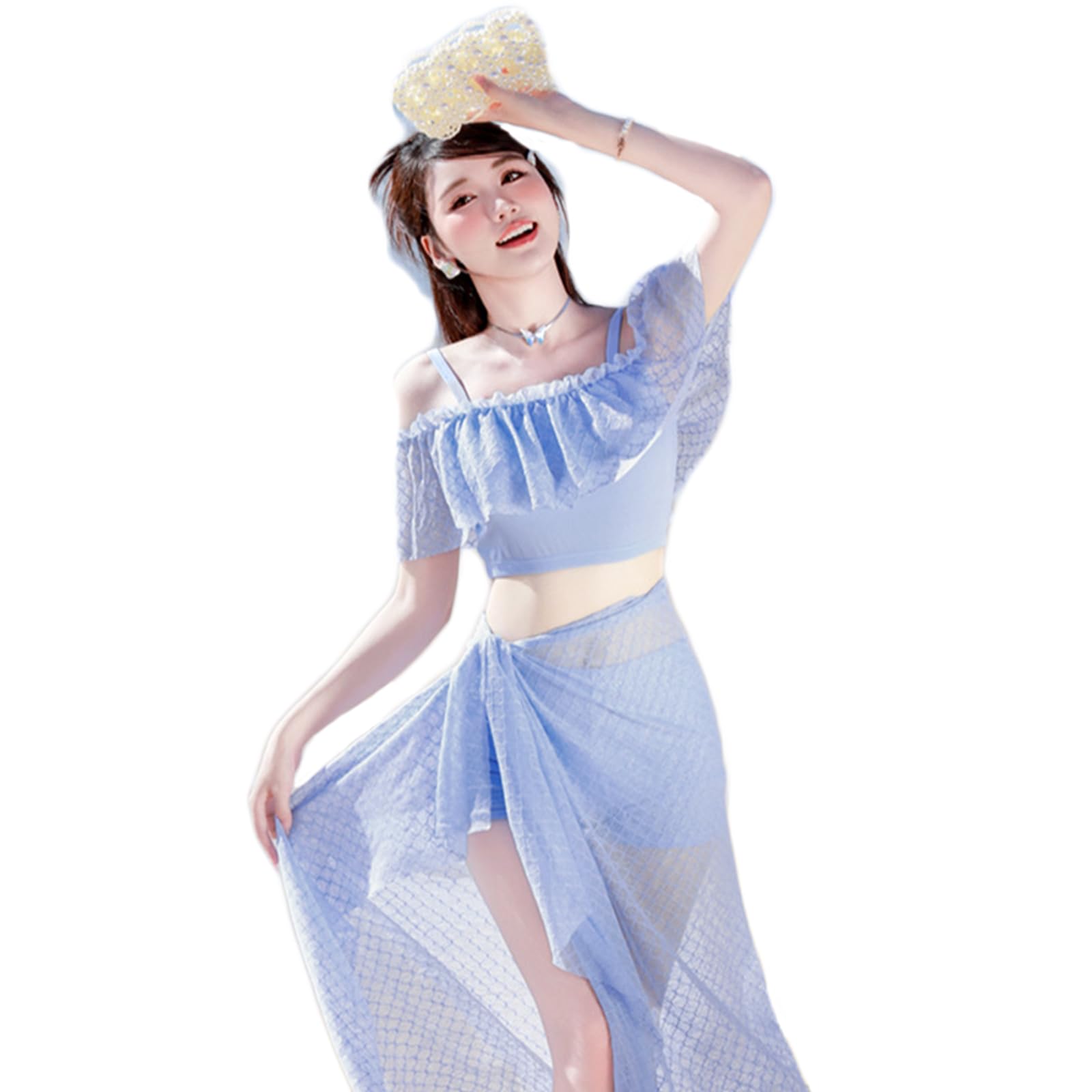 

One Piece Competitive Swimsuit Swimsuit with Cute Sea Hot Spring Travel [PrimeBlis] Women s Swimsuit, - Shorts, 3-Piece Set, Swimwear, All-in-One, синий