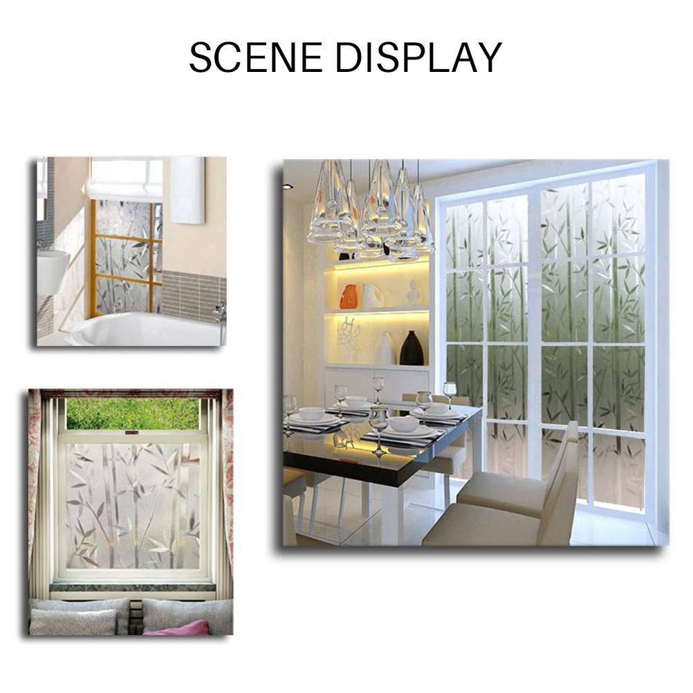 Bambusová okenní fólie, vitrážová fólie, matná okenní samolepka, dekorativní okenní přilnavost bez lepidla