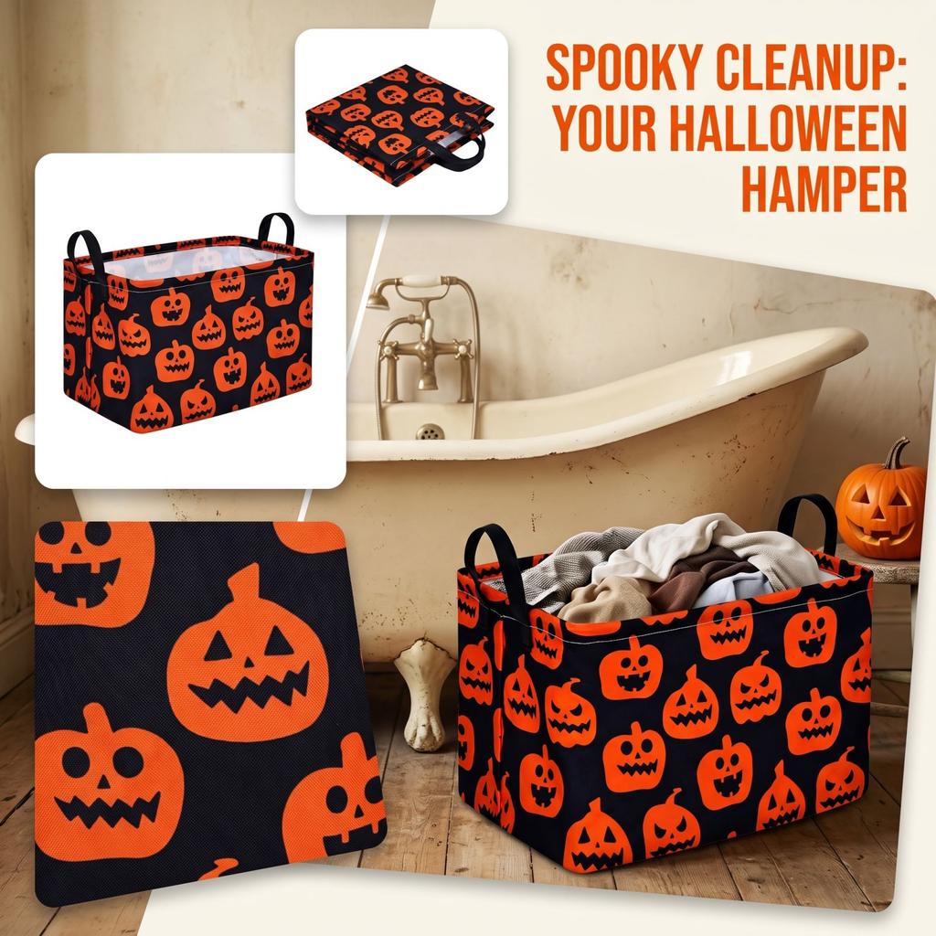 Halloween Hamper, Foldable Clothes Basket for Bathroom and Bedroom Storage