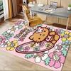 Office Rug Hello Kitty, Floral Anti-Slip Rug, Machine Washable for Living Room, Bedroom, Office, Multiple Sizes, Bedroom Mat, Decorative Mat, Durable
