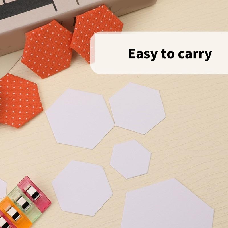 600 Stuks Zeshoekig Paper Piecing Papier voor Patchwork Quilting, 6 Verschillende Maten Paper Piecing Vorm Quilting Templates