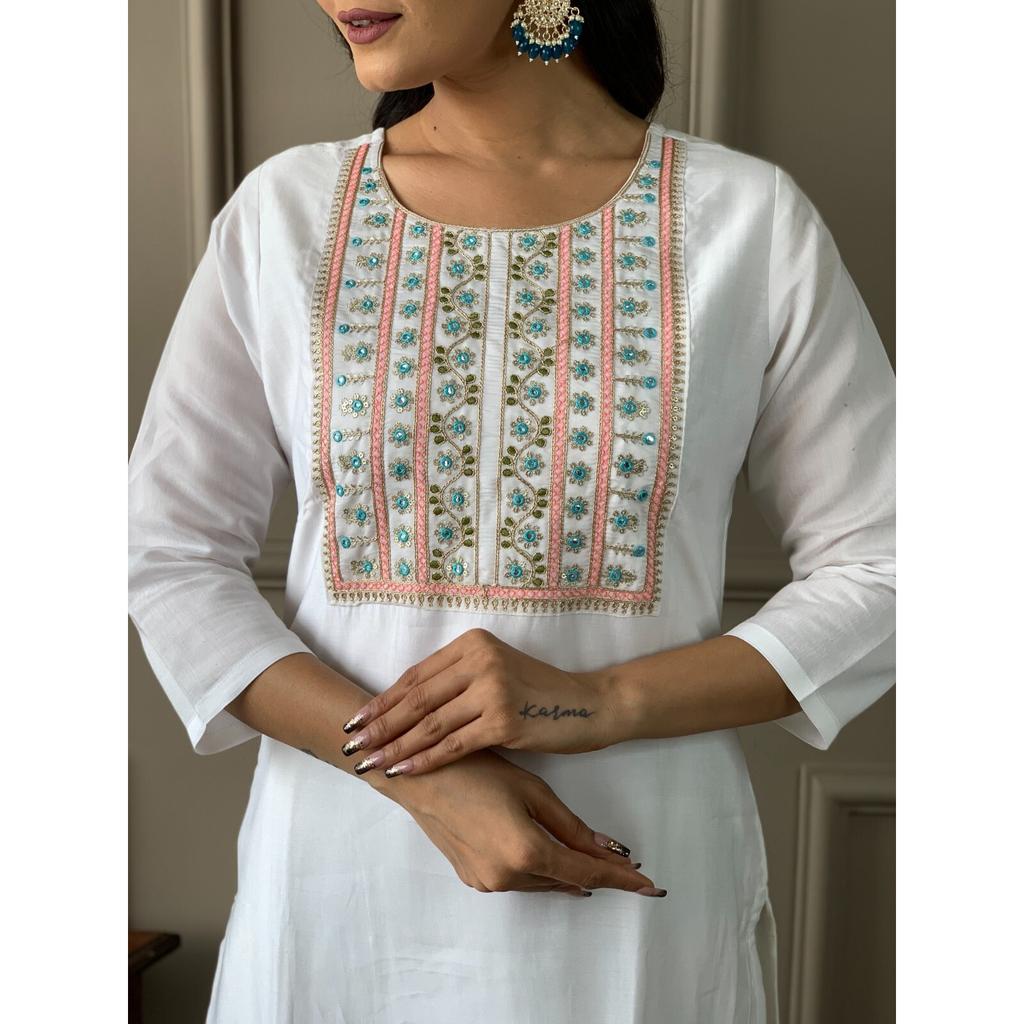 Indian Designer Kurti Pant Dupatta Set Women Bollywood Party Wear Salwar Suit VF-3011