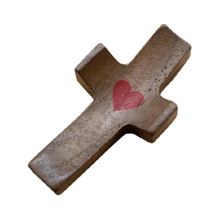Natural Walnut Wooden Pocket Sized Crosses for Anxiety Relief and Inspiration Perfect Religious Gift for Children Adults