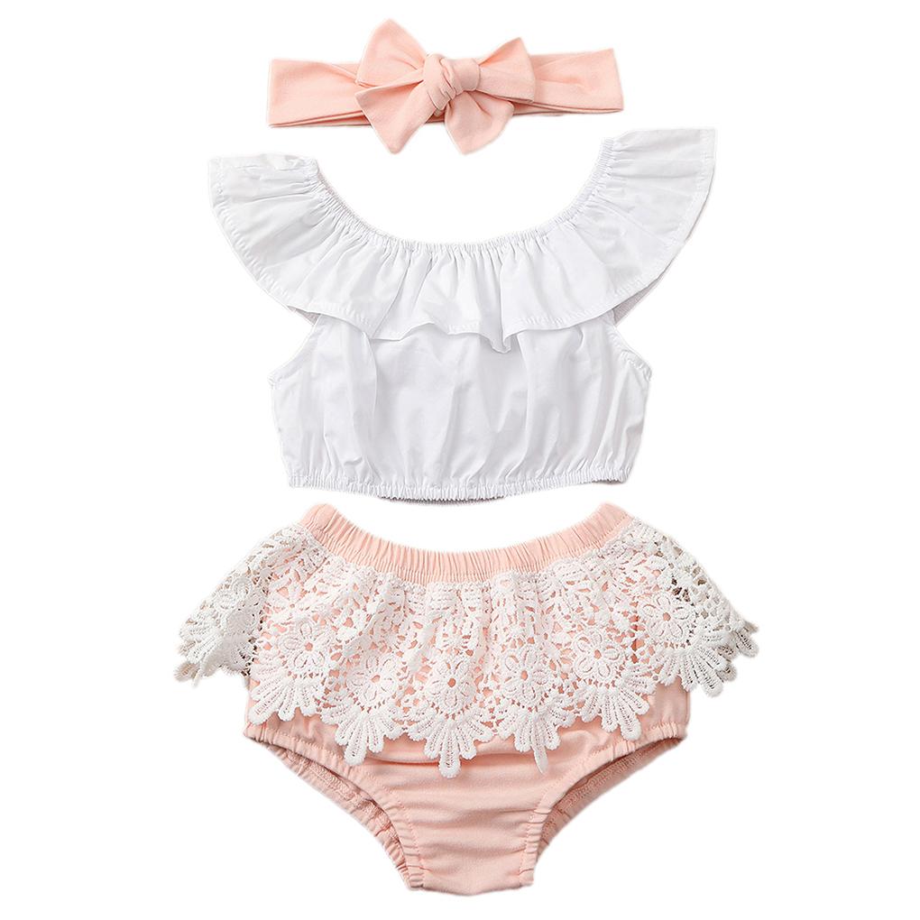 

Детская одежда Наряд Девочка Топ с коротким рукавом Футболка Топ Футболка Шорты Трусики Повязка на голову