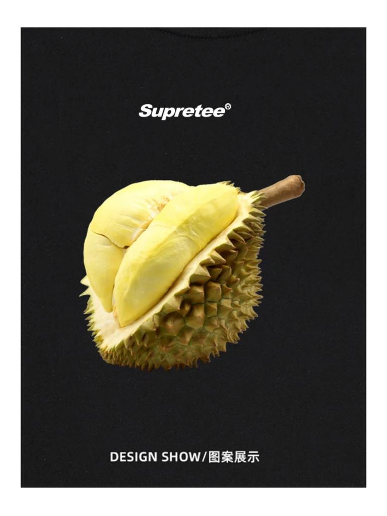 Summer Fashion Heavyweight Retro Men's Fruit 100% Cotton Printed Round Neck High Quality Leisure Fitness Street T-shirt