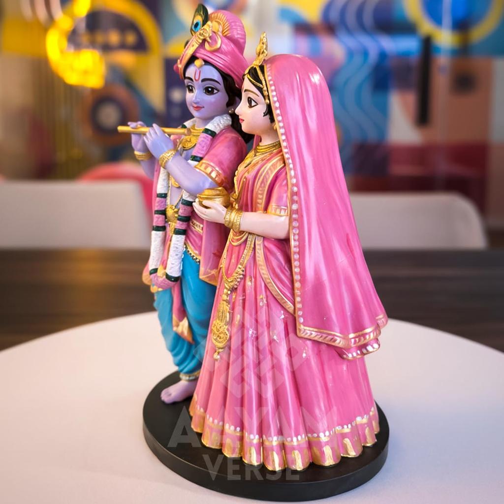 Manmohak Radha Krishna Idol – 15.24CM UV Resin Murti | Hand-Painted Divine Couple Statue for Home Decor, Temple & Gifting