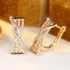 Elegant Gold Color Hourglass Hoop Earrings for Women Clear Zircon Geometric Jewelry Fashion Gift