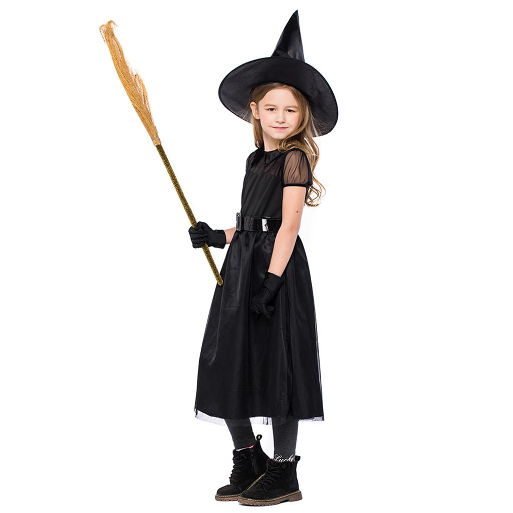 Children Kids Girl Halloween Cospaly Costume Small Hag Clothes Party Dress Set