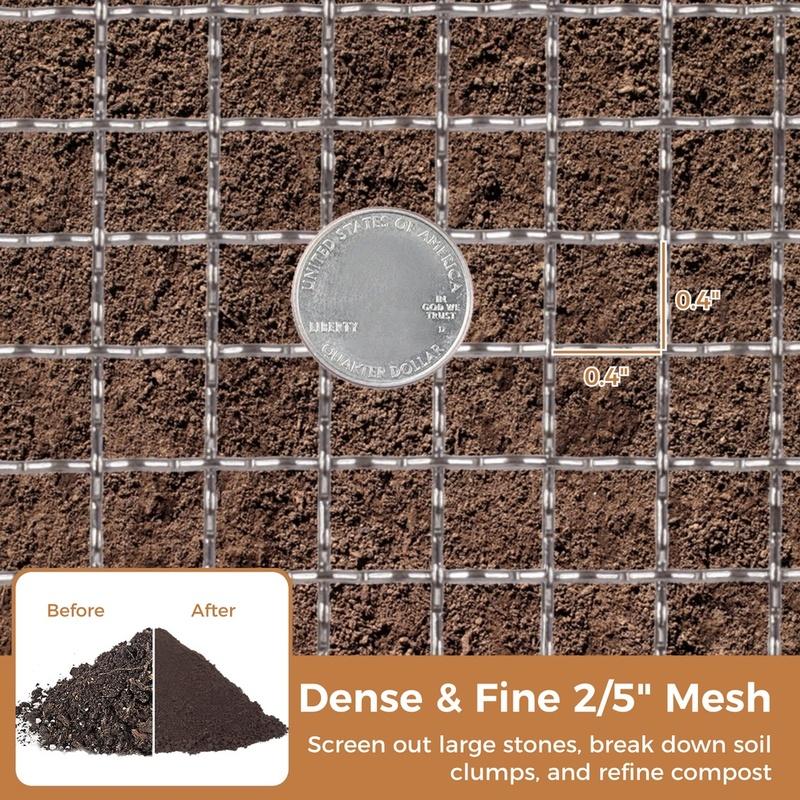 Grondzeef Voor Tuinieren 2/5" Maas Compostzeef Voor Zeven Aarde Stenen Houten Metaal Draadgaas Tuinzeef Voor Potplanten