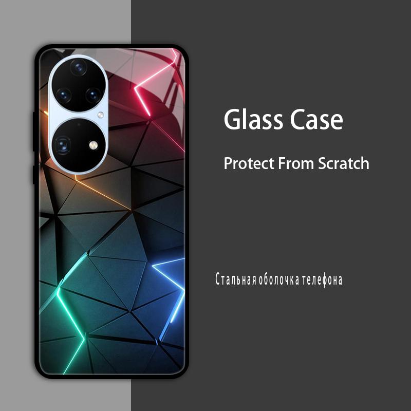 

Для Huawei P50 Pro Чохол P50E P 50 Розкішний Загартоване Скло Чохол для Телефону Для Huawei P50 E Задня Кришка Модний Захисний Coque P50Pro For Huawei P50E