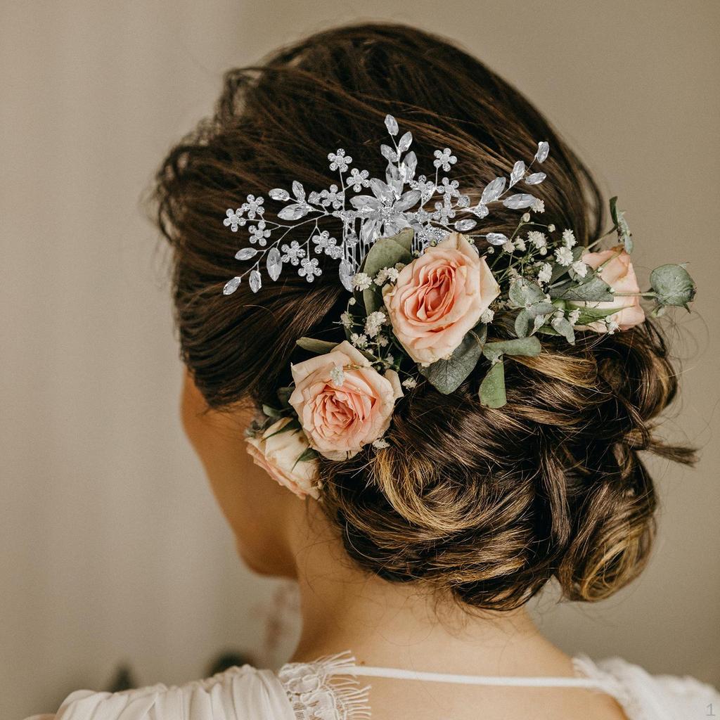 Crystal Rhinestone Bridal Hair Comb Handmade Sparkly Decorative Bridesmaids Girls Women Clip,