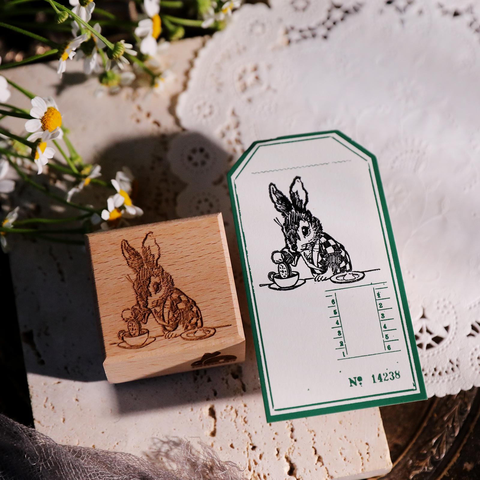 

Vintage Wood Stamp, Girls, Bear, Cute Vintage Fairytale World, Versatile DIY, Light Retro, European and American Style