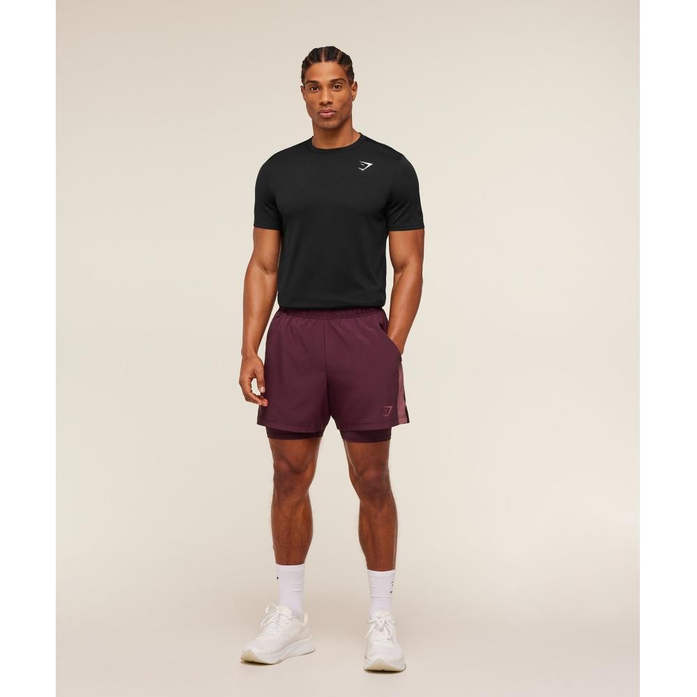 Gymshark Sport 5  2 In 1 Shorts Impact Burgundy Reset pInk A1b3j Rcf4
