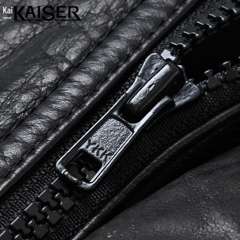 KAISER Men's Stand-Collar Cowhide Leather Jacket